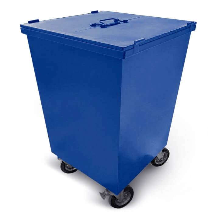 Контейнер КСТ металевий для ТПВ з кришкой та колесами 750 л синій